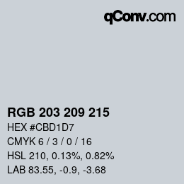 Color code: RGB 203 209 215 | qconv.com