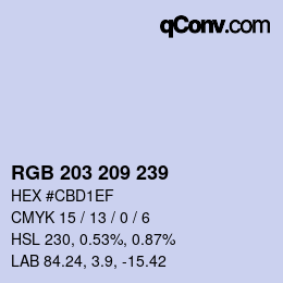 Color code: RGB 203 209 239 | qconv.com