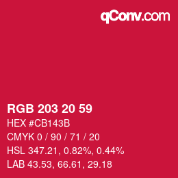 Color code: RGB 203 20 59 | qconv.com