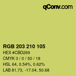 Color code: RGB 203 210 105 | qconv.com