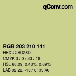 Color code: RGB 203 210 141 | qconv.com