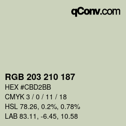 Color code: RGB 203 210 187 | qconv.com
