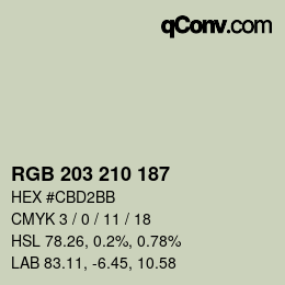 Color code: RGB 203 210 187 | qconv.com