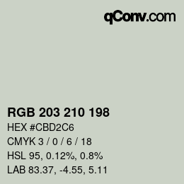 颜色代码: RGB 203 210 198 | qconv.com