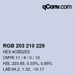 Color code: RGB 203 210 229 | qconv.com