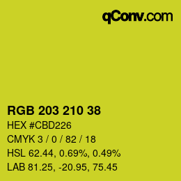 カラーコード: RGB 203 210 38 | qconv.com