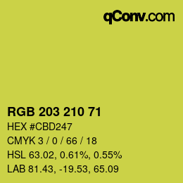 カラーコード: RGB 203 210 71 | qconv.com