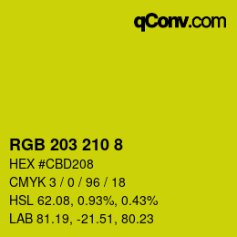 Color code: RGB 203 210 8 | qconv.com