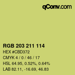 Color code: RGB 203 211 114 | qconv.com