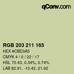 Color code: RGB 203 211 165 | qconv.com
