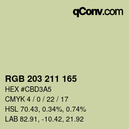 Color code: RGB 203 211 165 | qconv.com