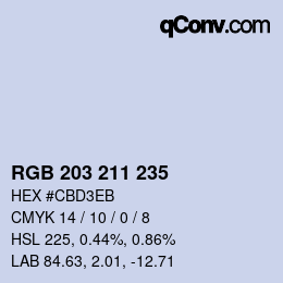 Color code: RGB 203 211 235 | qconv.com