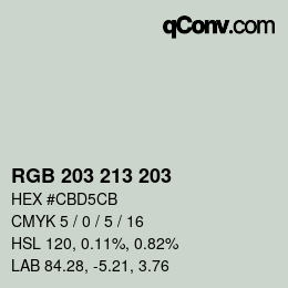 颜色代码: RGB 203 213 203 | qconv.com