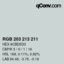 Código de color: RGB 203 213 211 | qconv.com