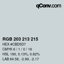 Color code: RGB 203 213 215 | qconv.com