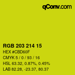 Farbcode: RGB 203 214 15 | qconv.com