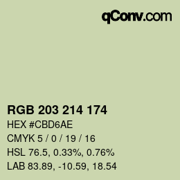 Farbcode: RGB 203 214 174 | qconv.com