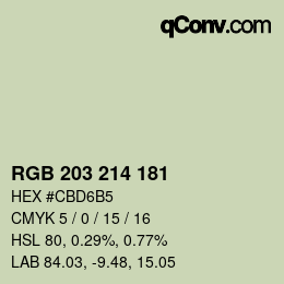 カラーコード: RGB 203 214 181 | qconv.com