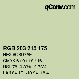 颜色代码: RGB 203 215 175 | qconv.com