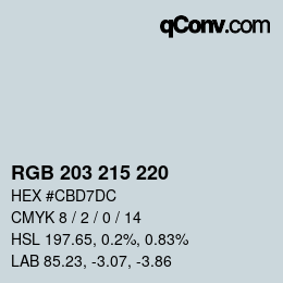 Farbcode: RGB 203 215 220 | qconv.com