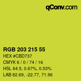 カラーコード: RGB 203 215 55 | qconv.com