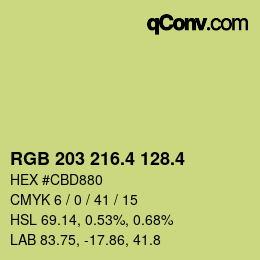 カラーコード: RGB 203 216.4 128.4 | qconv.com
