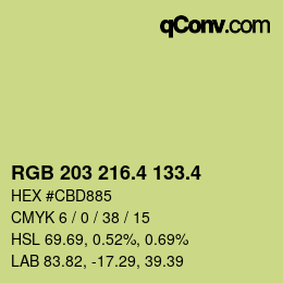 カラーコード: RGB 203 216.4 133.4 | qconv.com