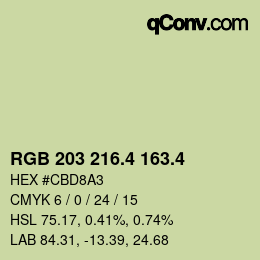 カラーコード: RGB 203 216.4 163.4 | qconv.com