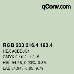 カラーコード: RGB 203 216.4 193.4 | qconv.com