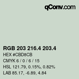 カラーコード: RGB 203 216.4 203.4 | qconv.com