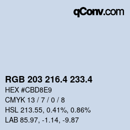 カラーコード: RGB 203 216.4 233.4 | qconv.com