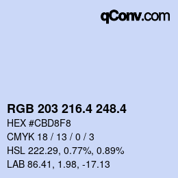 カラーコード: RGB 203 216.4 248.4 | qconv.com