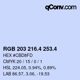 カラーコード: RGB 203 216.4 253.4 | qconv.com