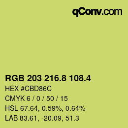 カラーコード: RGB 203 216.8 108.4 | qconv.com