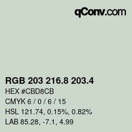 カラーコード: RGB 203 216.8 203.4 | qconv.com