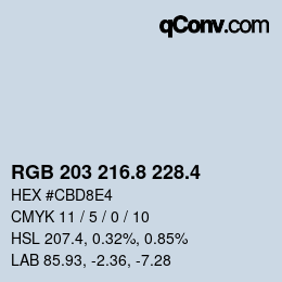 カラーコード: RGB 203 216.8 228.4 | qconv.com