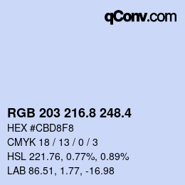 カラーコード: RGB 203 216.8 248.4 | qconv.com
