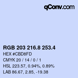 カラーコード: RGB 203 216.8 253.4 | qconv.com