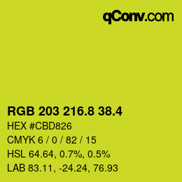 カラーコード: RGB 203 216.8 38.4 | qconv.com