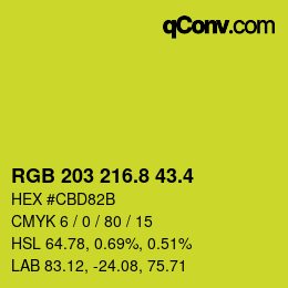 カラーコード: RGB 203 216.8 43.4 | qconv.com