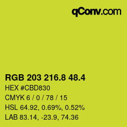 カラーコード: RGB 203 216.8 48.4 | qconv.com
