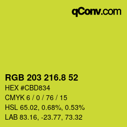 カラーコード: RGB 203 216.8 52 | qconv.com