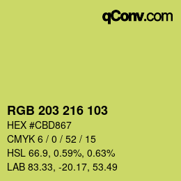 Color code: RGB 203 216 103 | qconv.com
