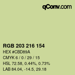 颜色代码: RGB 203 216 154 | qconv.com