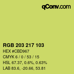 Color code: RGB 203 217 103 | qconv.com