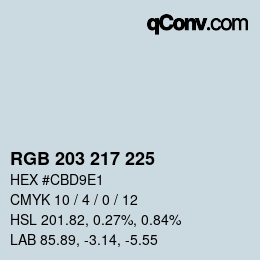 Código de color: RGB 203 217 225 | qconv.com
