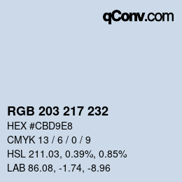 Código de color: RGB 203 217 232 | qconv.com