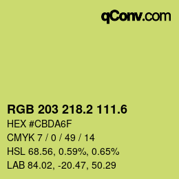 カラーコード: RGB 203 218.2 111.6 | qconv.com