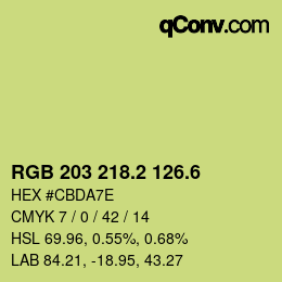 カラーコード: RGB 203 218.2 126.6 | qconv.com