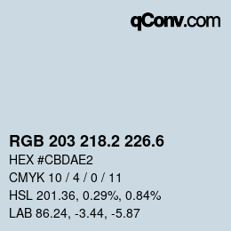 カラーコード: RGB 203 218.2 226.6 | qconv.com